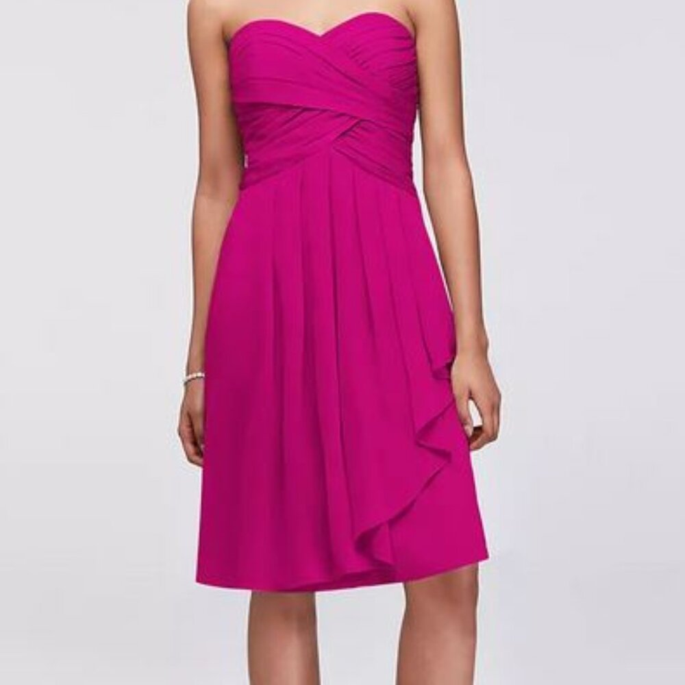 David's Bridal Elegant Pink Strapless Dress Size 14